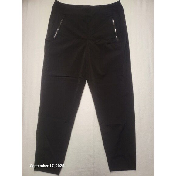 Athleta Womens Black Pants Gathered Bottoms Zipper Detail Sz 12 EUC - Picture 1 of 8